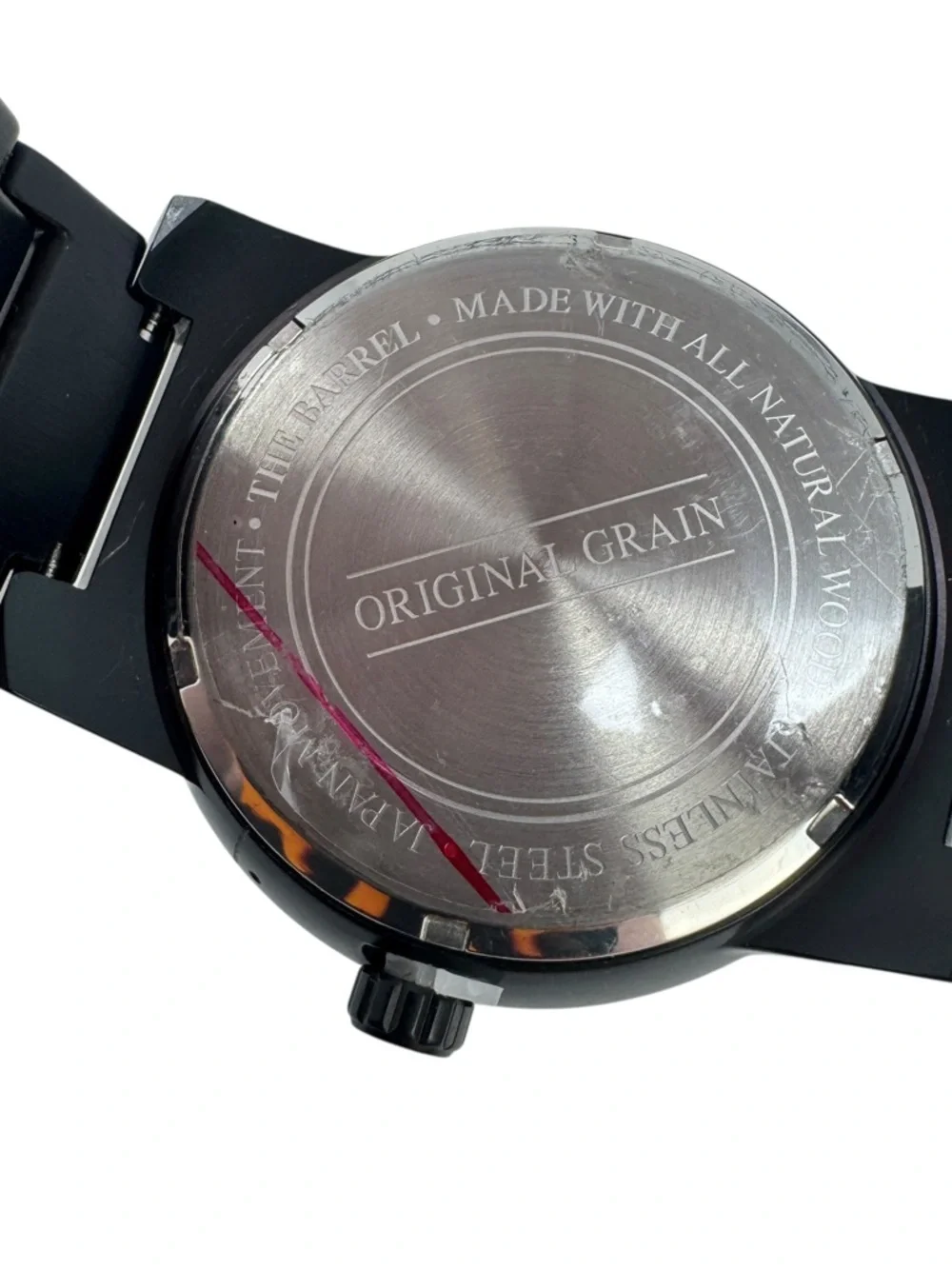 Original Grain Men's‎ Sapele Barrel Black Dial Scuffed Needs Battery